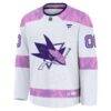 San Jose Sharks Fashion7 2024 Hockey Fights Cancer Custom Practice Jersey - White - Side View