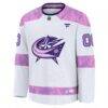 Columbus Blue Jackets Fashion7 2024 Hockey Fights Cancer Custom Practice Jersey - White - Side View