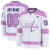 Washington Capitals Fashion7 2024 Hockey Fights Cancer Custom Practice Jersey - White - Front View