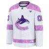Vancouver Canucks Fashion7 2024 Hockey Fights Cancer Custom Practice Jersey - White - Side View