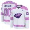 Minnesota Wild Fashion7 2024 Hockey Fights Cancer Custom Practice Jersey - White - Front View