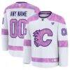 Calgary Flames Fashion7 2024 Hockey Fights Cancer Custom Practice Jersey - White - Front View