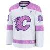 Calgary Flames Fashion7 2024 Hockey Fights Cancer Custom Practice Jersey - White - Side View