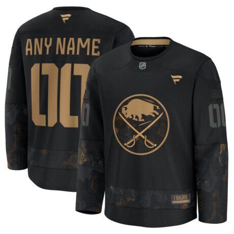 Buffalo Sabres Fanatics 2024 Military Appreciation Custom Practice Jersey - Black - Front View