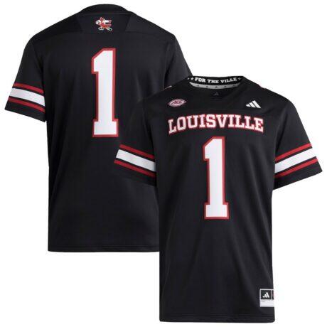 #1 Louisville Cardinals adidas Premier Strategy Jersey - Black - Front View