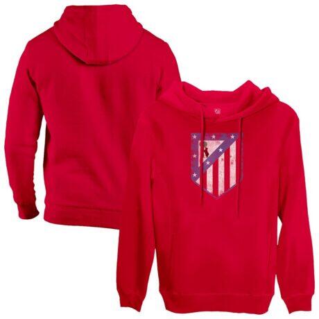 Atletico de Madrid 1863FC Color Badge Fleece Pullover Hoodie - Red - Front View