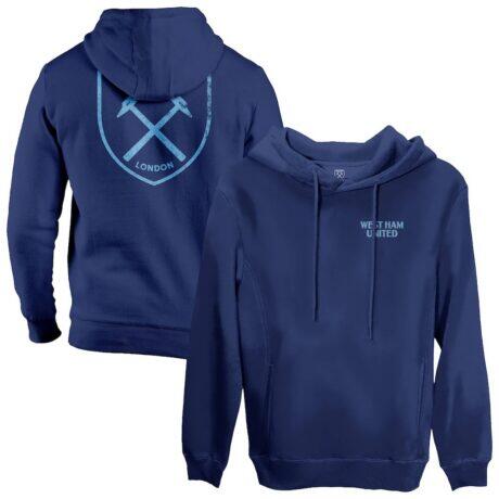 West Ham United 1863FC Wordmark Fleece Pullover Hoodie - Navy - Front View