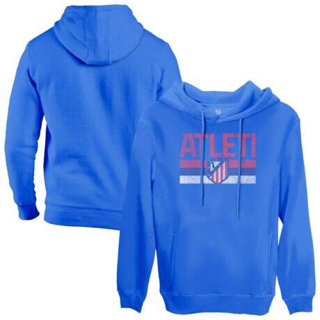 Atletico de Madrid 1863FC Retro Stripes Fleece Pullover Hoodie - Blue - Front View