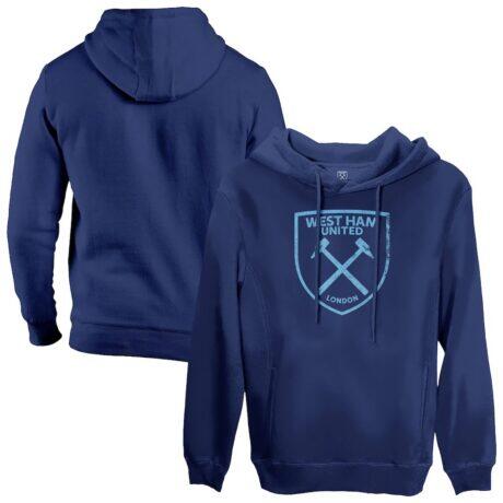 West Ham United 1863FC Mono Badge Fleece Pullover Hoodie - Navy - Front View