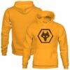 Wolverhampton Wanderers 1863FC Youth Color Badge Fleece Pullover Hoodie - Gold - Front View