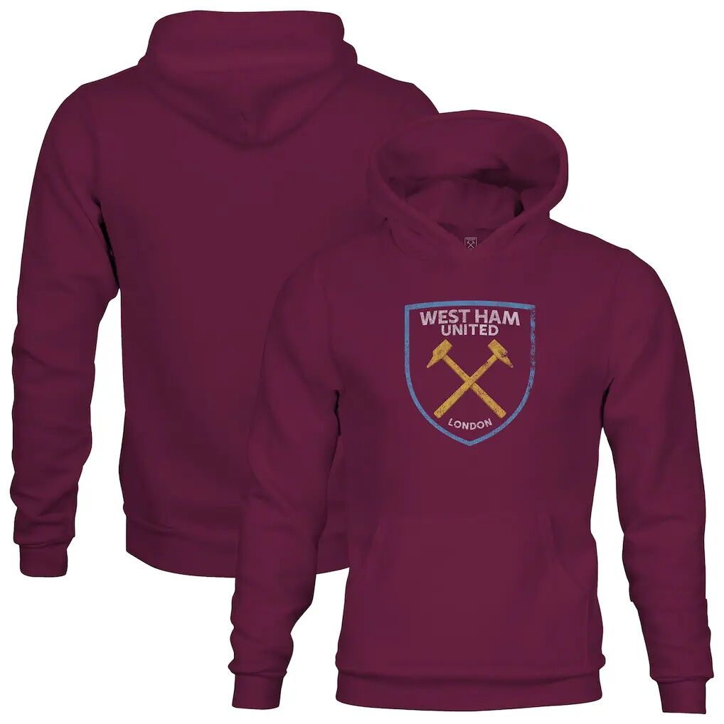 West Ham United 1863FC Youth Color Badge Fleece Pullover Hoodie - Claret