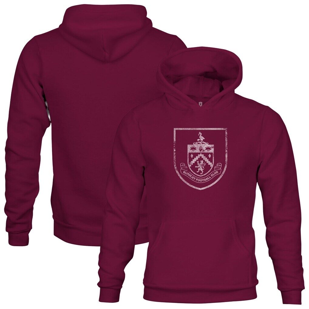 Burnley 1863FC Youth Mono Badge Fleece Pullover Hoodie - Claret