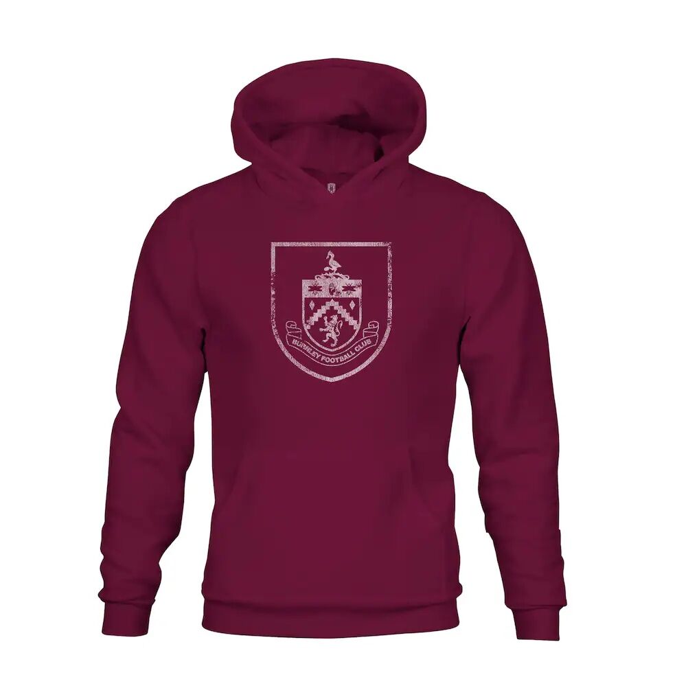 Burnley 1863FC Youth Mono Badge Fleece Pullover Hoodie - Claret
