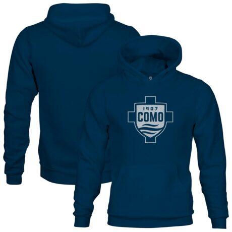 Como 1907 1863FC Youth Color Badge Fleece Pullover Hoodie - Navy - Front View
