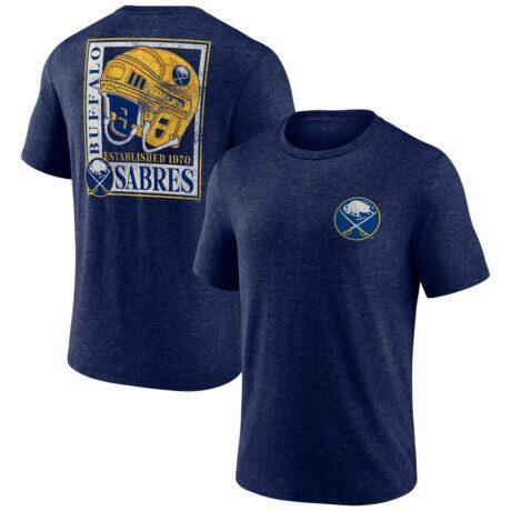 Buffalo Sabres Earnest Will Tri-Blend T-Shirt - Navy - Front View