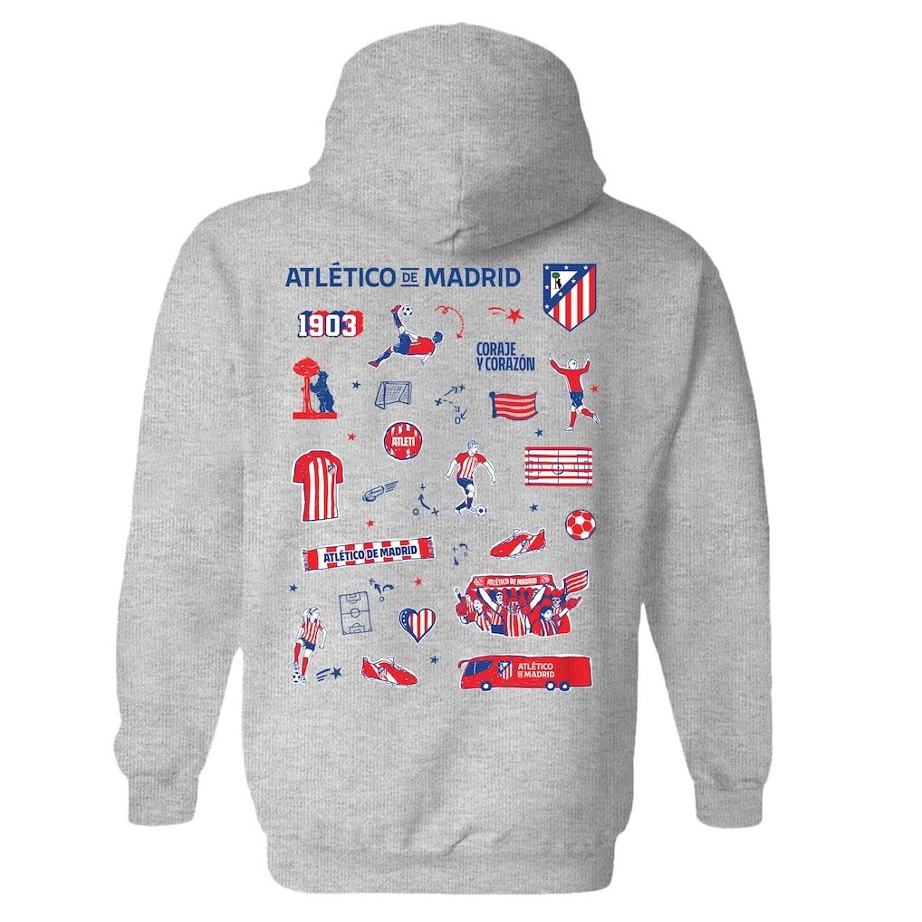 Atletico de Madrid Vive La Fete Women's Impressions Artwork Pullover Hoodie