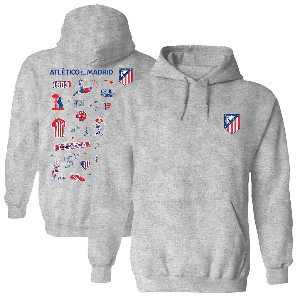 Atletico de Madrid Vive La Fete Women's Impressions Artwork Pullover Hoodie