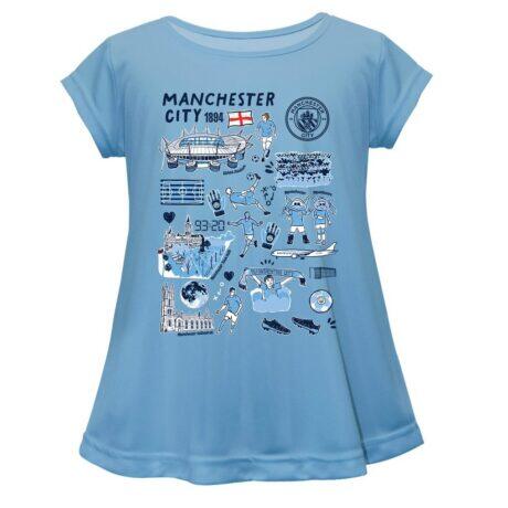 Manchester City Vive La Fete Girls Infant  Impressions Artwork A-Line Top - Sky Blue