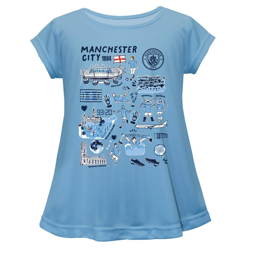 Manchester City Vive La Fete Girls Infant  Impressions Artwork A-Line Top – Sky Blue