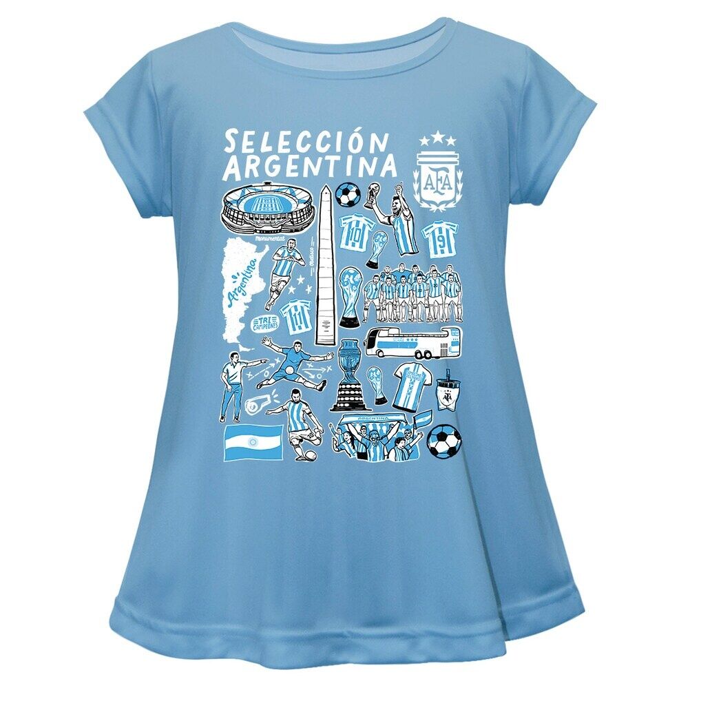 Argentina National Team Vive La Fete Girls Infant  Impressions Artwork A-Line Top - Light Blue