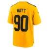 T.J. Watt Pittsburgh Steelers Nike Youth Alternate 1933 Throwback Game Jersey - Gold - Detail View