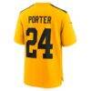 Joey Porter Jr. Pittsburgh Steelers Nike Youth Alternate 1933 Throwback Game Jersey - Gold - Detail View