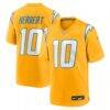 Justin Herbert Los Angeles Chargers Nike Youth Alternate Charger Power Game Player Jersey - Gold - Front View