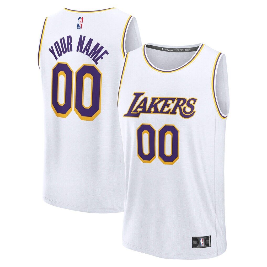 Los Angeles Lakers Fashion7 Youth Fast Break Custom Replica Jersey - White  - Association Edition