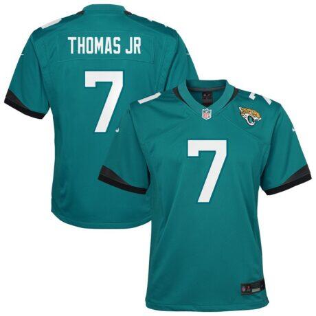 Brian Thomas Jr. Jacksonville Jaguars Nike Youth Team Game Jersey - Teal - Front View
