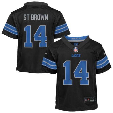 Amon-Ra St. Brown Detroit Lions Nike Preschool Alternate Player Game Jersey - Black - Front View