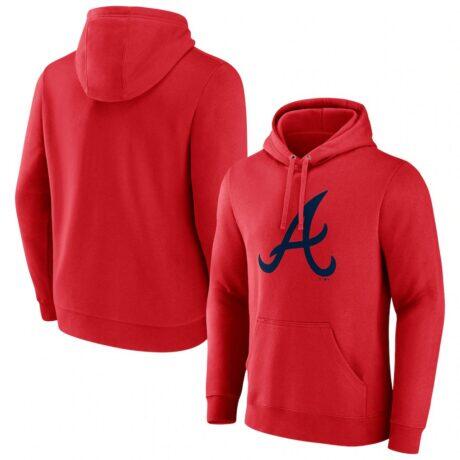 Atlanta Braves Official Logo Pullover Hoodie - Red - Front View