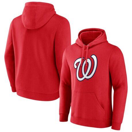 Washington Nationals Official Logo Pullover Hoodie - Red - Front View