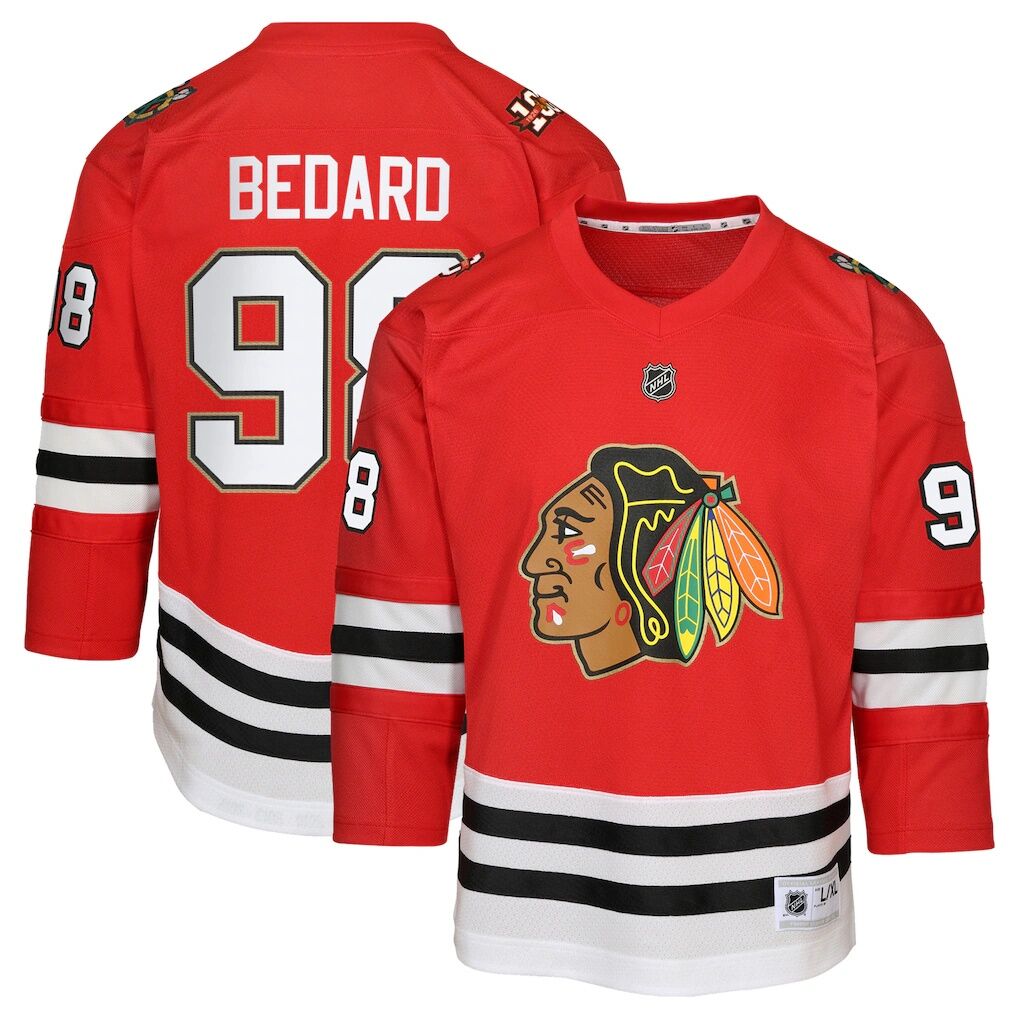 Connor Bedard Chicago Blackhawks Anniversary Centennial Replica Player Jersey Youth  Anniversary Centennial Replica Player Jersey