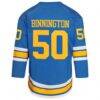 Jordan Binnington St. Louis Blues Outerstuff Youth Home Replica Player Jersey - Blue - Detail View