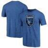 San Jose Earthquakes Distressed Vintage Primary Tri-Blend T-Shirt - Blue - Front View