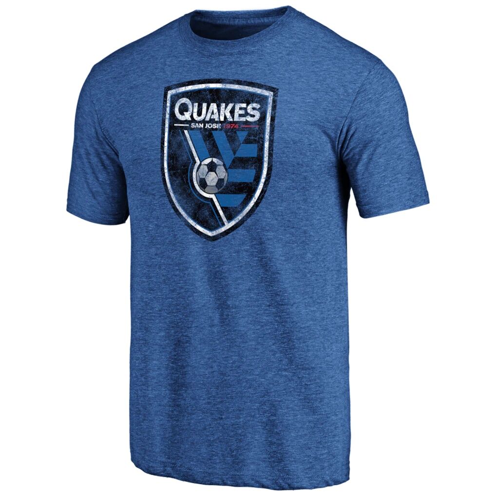 San Jose Earthquakes Distressed Vintage Primary Tri-Blend T-Shirt