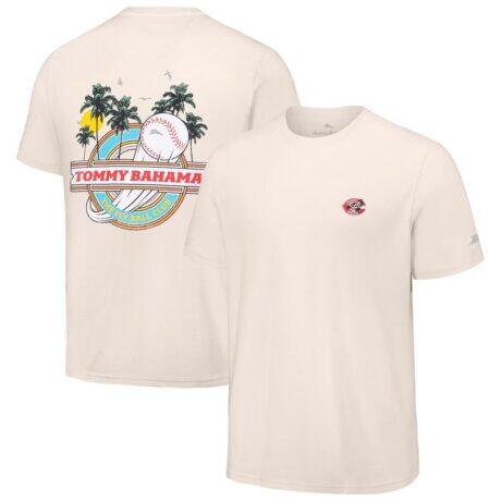 Cincinnati Reds Tommy Bahama Fly Ball Club T-Shirt - Cream - Front View
