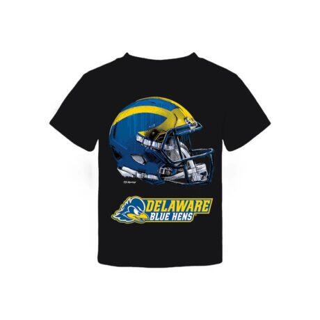 Delaware State Hornets Vive La Fete Toddler Dripping Football Helmet T-Shirt - Black - Front View