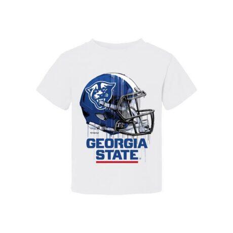 Georgia State Panthers Vive La Fete Toddler Dripping Football Helmet T-Shirt - White - Front View