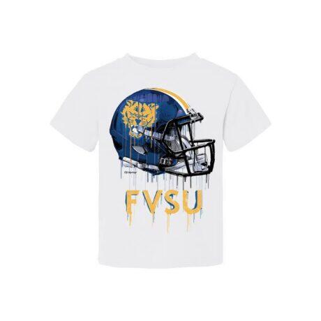 Fort Valley State Wildcats Vive La Fete Toddler Dripping Football Helmet T-Shirt - White - Front View