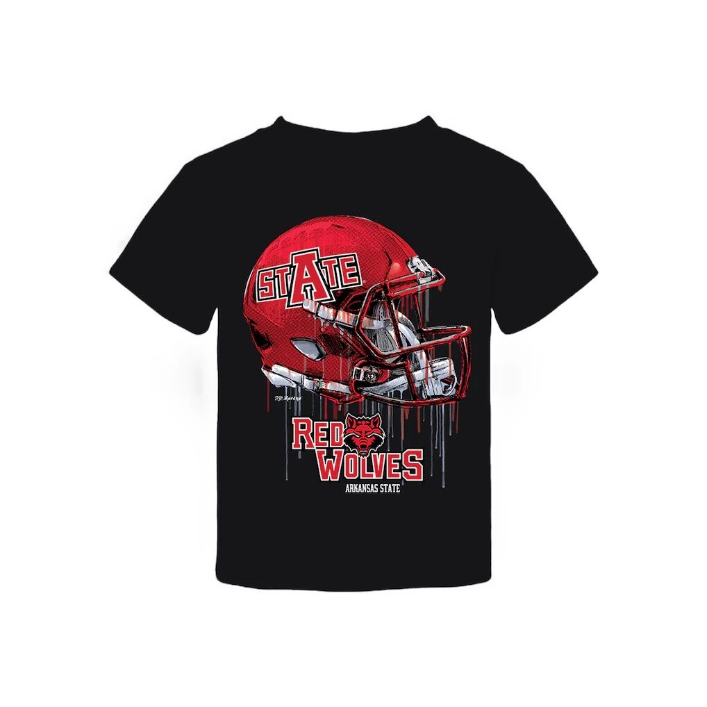 Arkansas State Red Wolves Vive La Fete Toddler Dripping Football Helmet T-Shirt