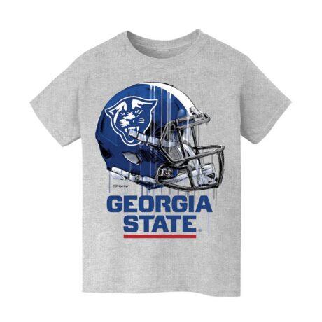 Georgia State Panthers Vive La Fete Youth Dripping Football Helmet T-Shirt - Heather Gray - Front View