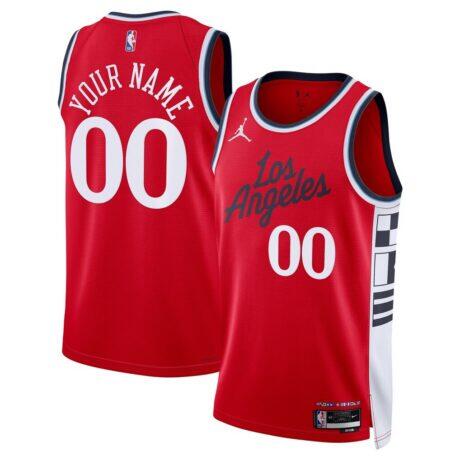 LA Clippers Jordan Brand Unisex 2024/25 Custom Swingman Jersey - Red - Front View