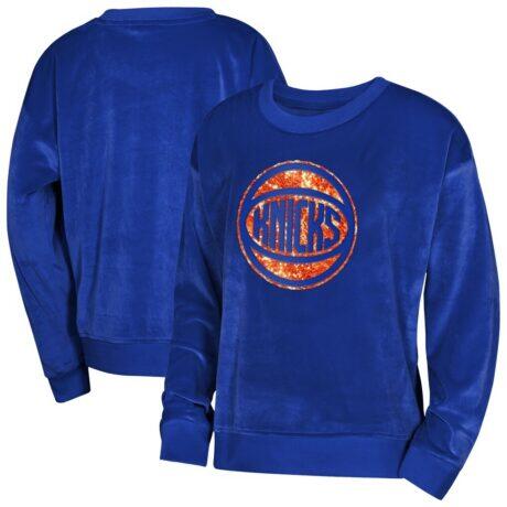 New York Knicks Outerstuff Youth Girls Step Back Sweatshirt - Blue - Front View