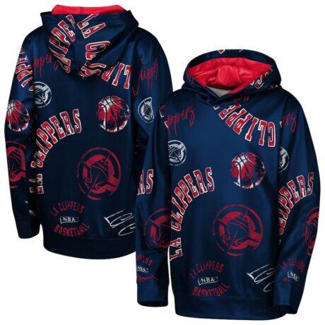 LA Clippers Outerstuff Youth Moving Violation Hoodie - Navy - Front View