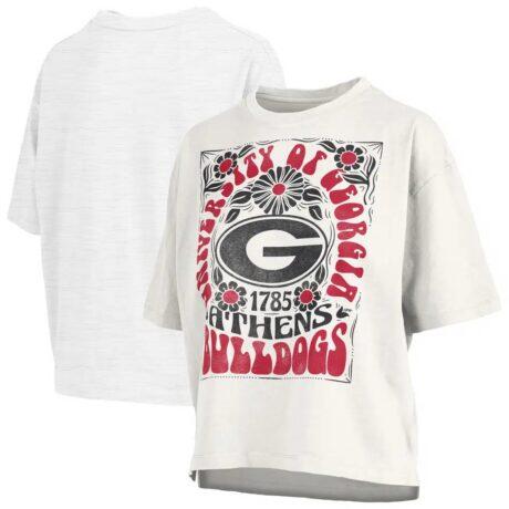 Georgia Bulldogs Pressbox Women's Harmony Oversized T-Shirt - White - Front View