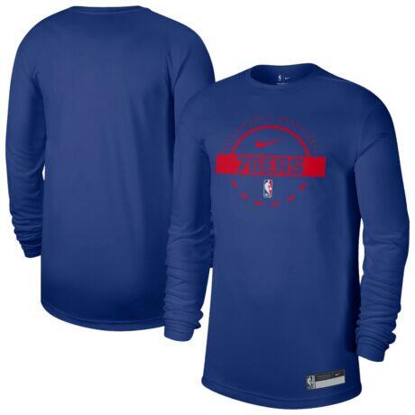 Philadelphia 76ers Nike 2025/26 On-Court Flare Dri-FIT Practice Long Sleeve Tri-Blend T-Shirt - - Front View