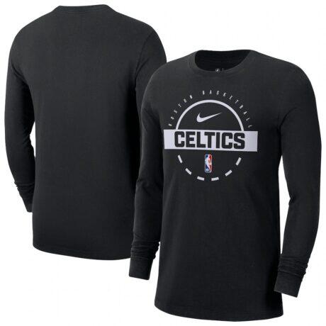 Boston Celtics Nike Authentic Long Sleeve Practice T-Shirt - Black - Front View