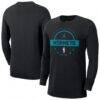 Charlotte Hornets Jordan Brand Authentic Long Sleeve Practice T-Shirt - Black - Back View