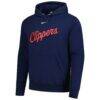 LA Clippers Nike Sportswear Essential Wordmark Club Hoodie - Navy - Back View